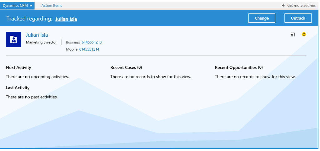 Dynamics CRM for Outlook, Create New Contact