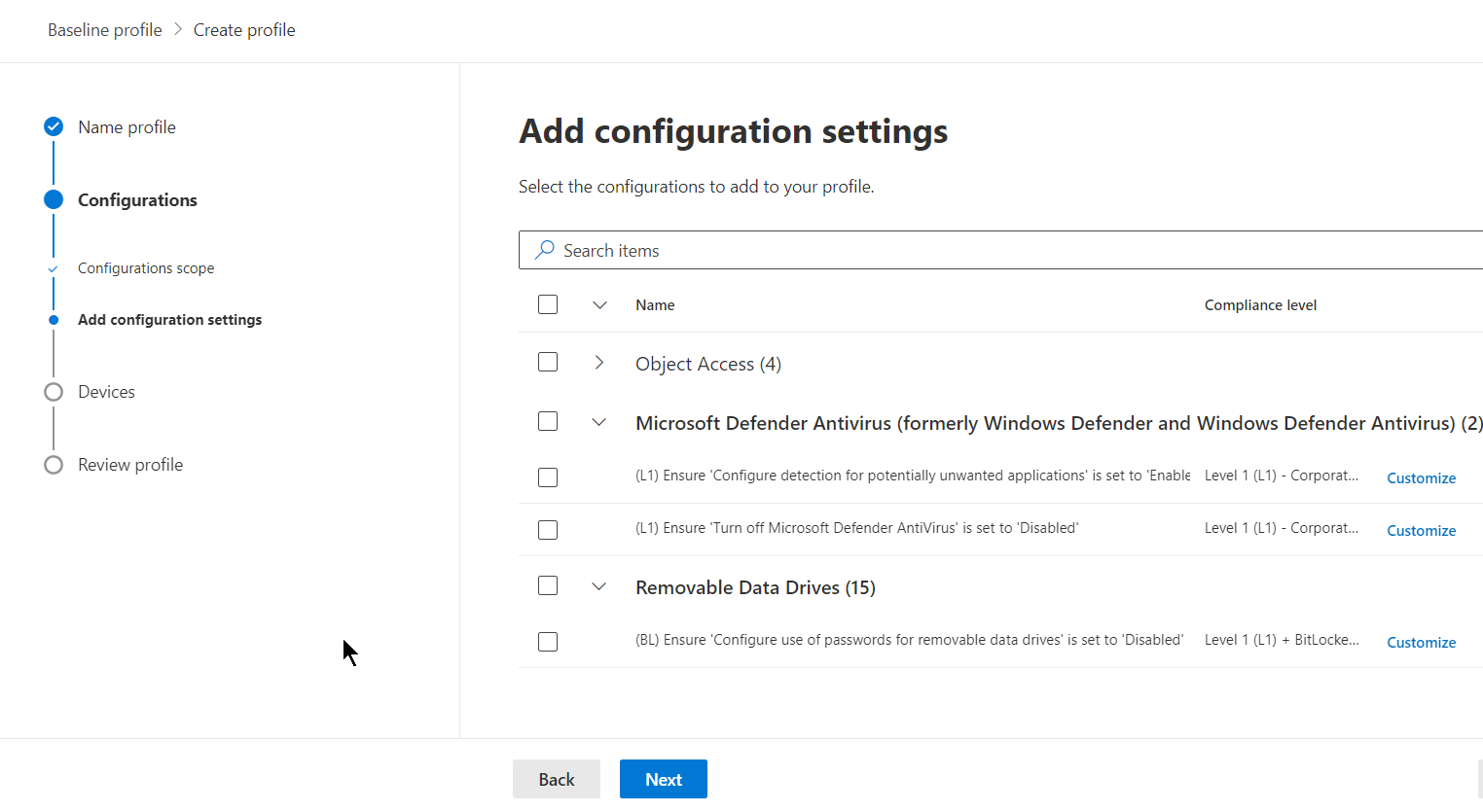 Managing Device Vulnerabilities -  Profile Configuration Settings