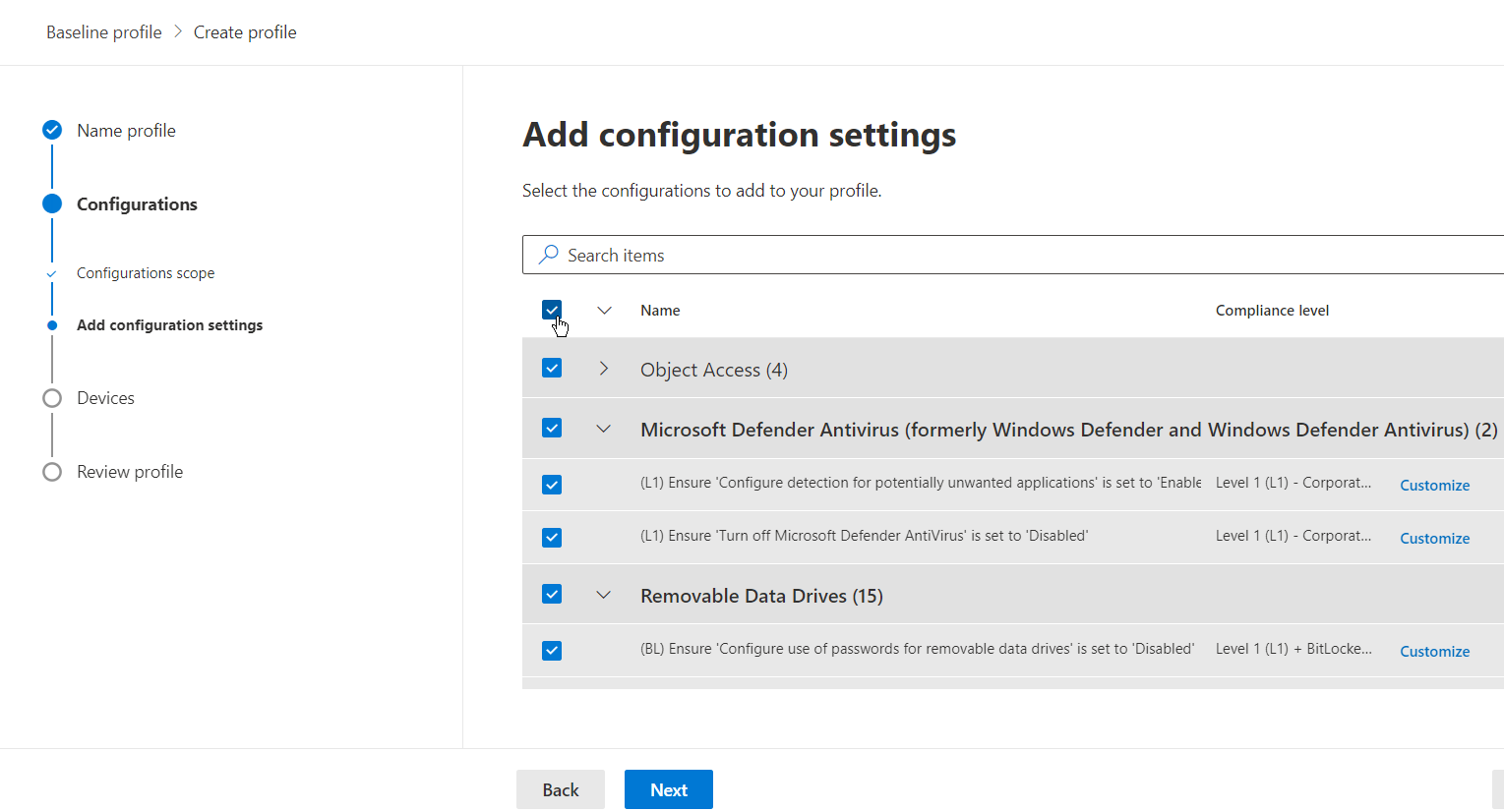 Managing Device Vulnerabilities -  Profile Configuration Settings