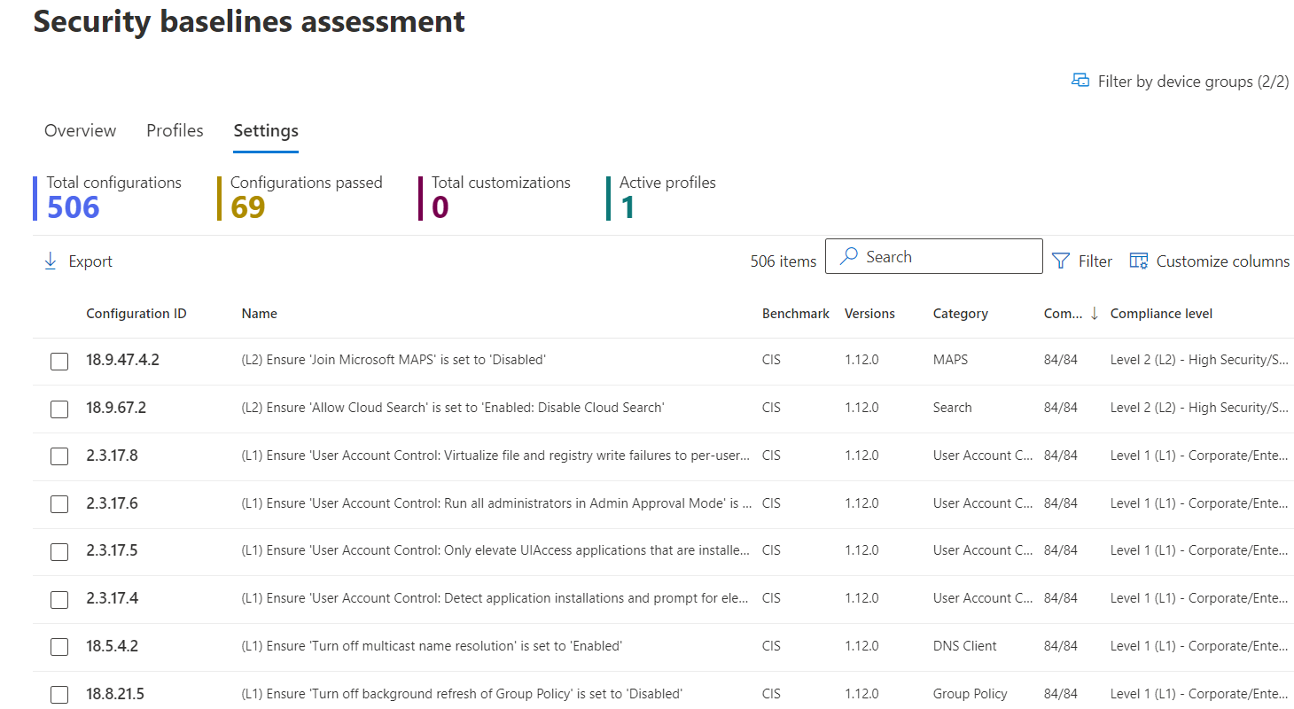 Managing Device Vulnerabilities -  Compliance Status