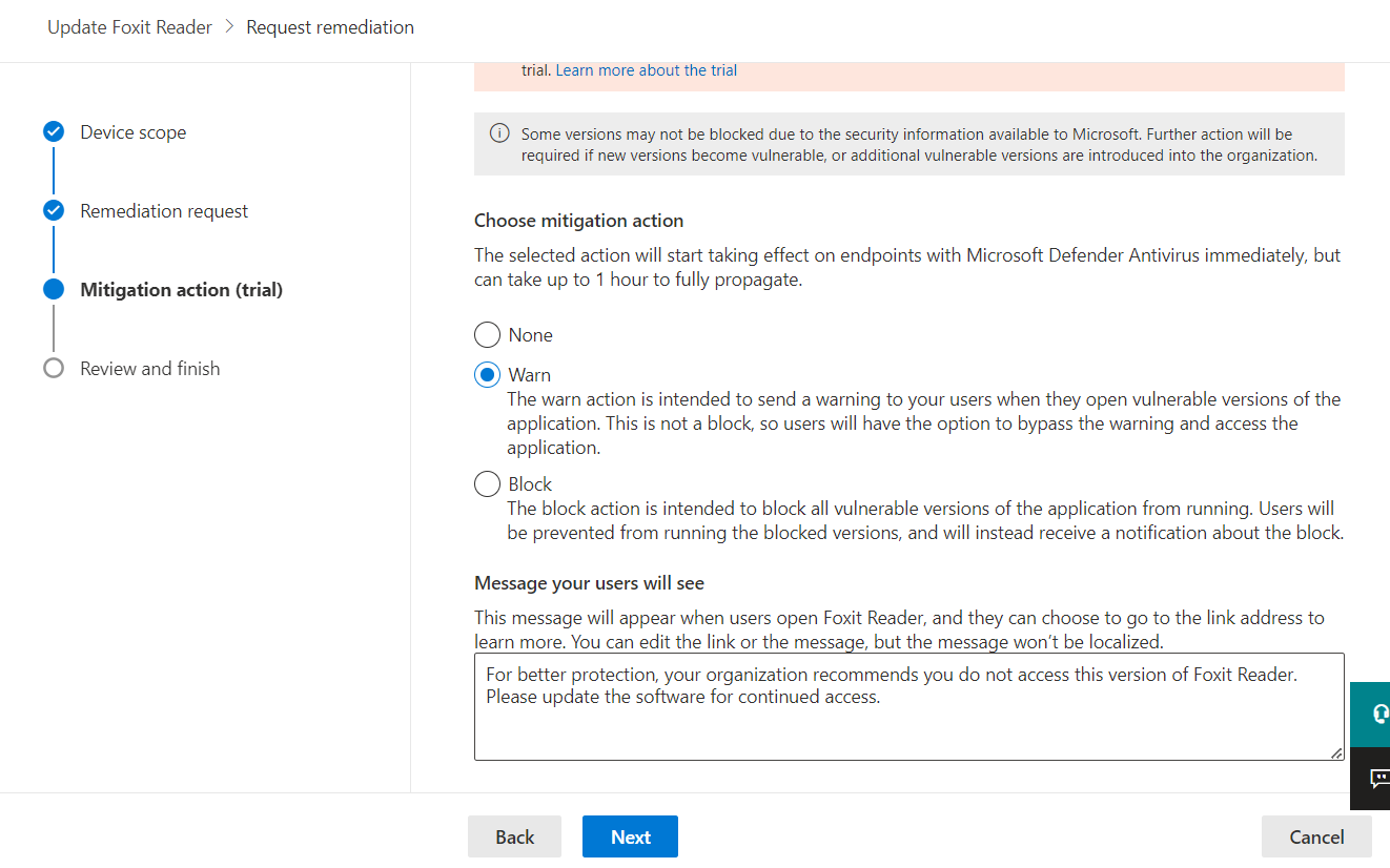 Managing Device Vulnerabilities -  Request Remediation