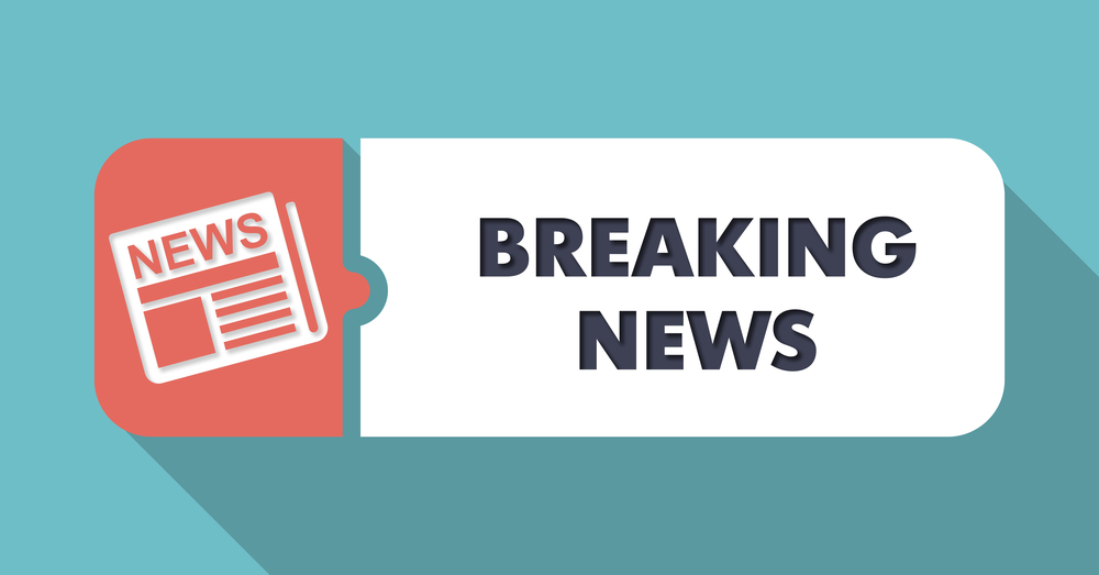 Breaking News Concept in Flat Design with Long Shadows on Blue Background.-1